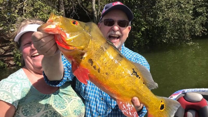 Man with peacock bass in South Florida